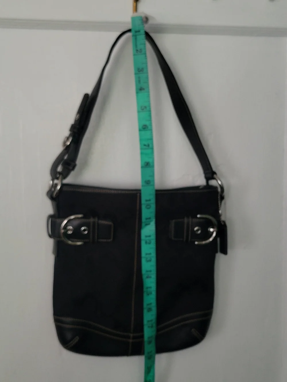 Coach Black Canvas Hobo with Leather Logo Patch Slim Jacquard #3577